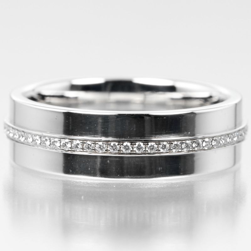 Tiffany & Co T Wide 18kwhite Gold × Diamond #10 Ladies 6.92g Ring