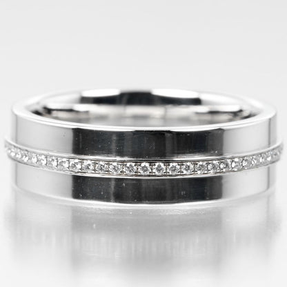 Tiffany & Co T Wide 18kwhite Gold × Diamond #10 Ladies 6.92g Ring