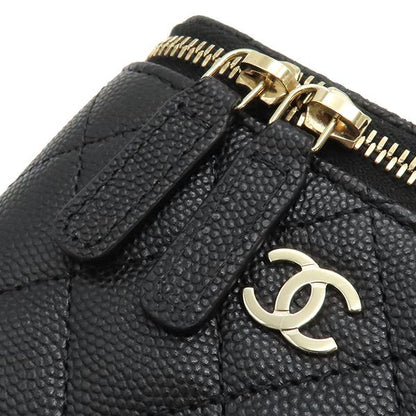 Chanel Shoulder Bag Matelasse Small Vanity Bag Caviar Skin Black Gold Hardware