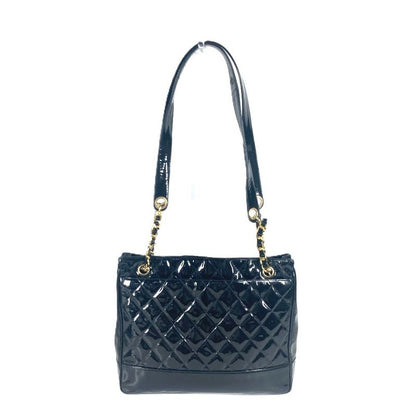 Chanel Shoulder Bag Quilted Enamel Black