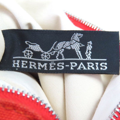 Hermes Bolide Pouch Mini 100% Cotton H Logo Embroidery Leather Use Cosmetic