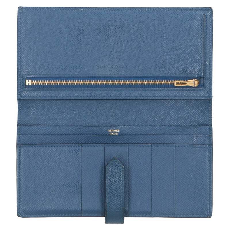 Hermes Bearn Soufflé Y Engraved Ghardware Leather Wallet Men's