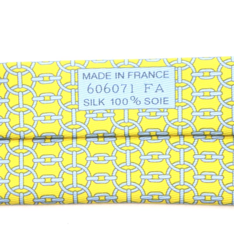  Hermes 100% Silk Banane/ciel Purchased In 2020 Cravat Chain All Over Tie With