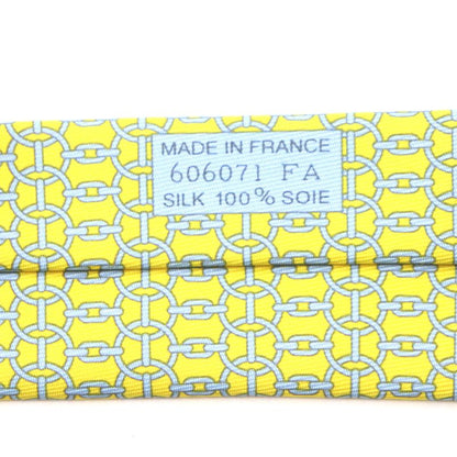 Hermes 100% Silk Banane/ciel Purchased In 2020 Cravat Chain All Over Tie With