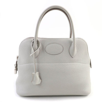 Hermes Bolide 31 Pearl Grey Taurillon Clemence Silver Hardware Handbag With