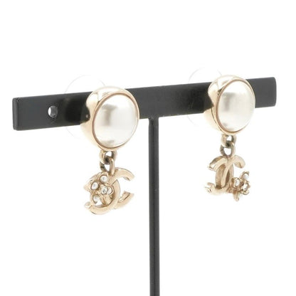 Chanel Earrings Earring Gold Coco Mark Rhinestone