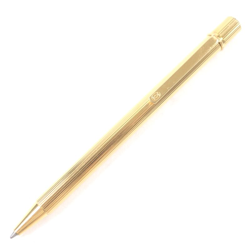 Cartier Must De Cartier Stripe Pattern Twist Ballpoint Pen Gold