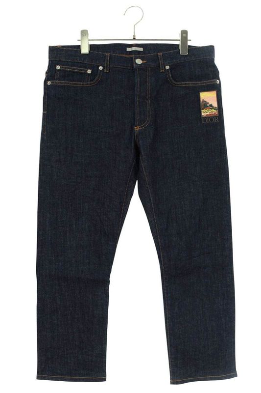 Dior 193ds10g214x Patched Logo Embroidered Slim Regular Denim Pants Men's 32