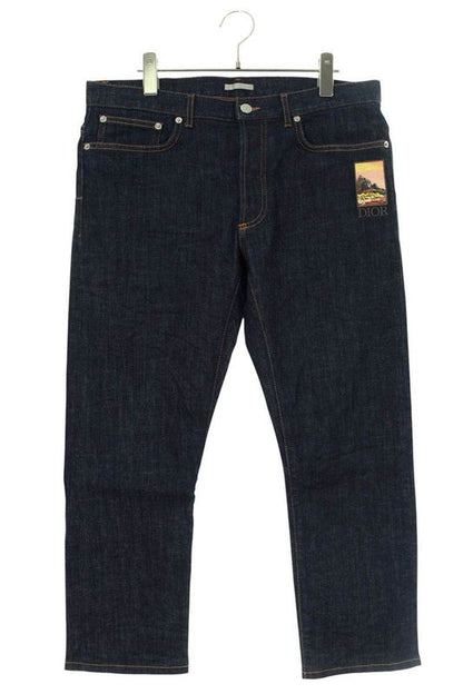 Dior 193ds10g214x Patched Logo Embroidered Slim Regular Denim Pants Men's 32