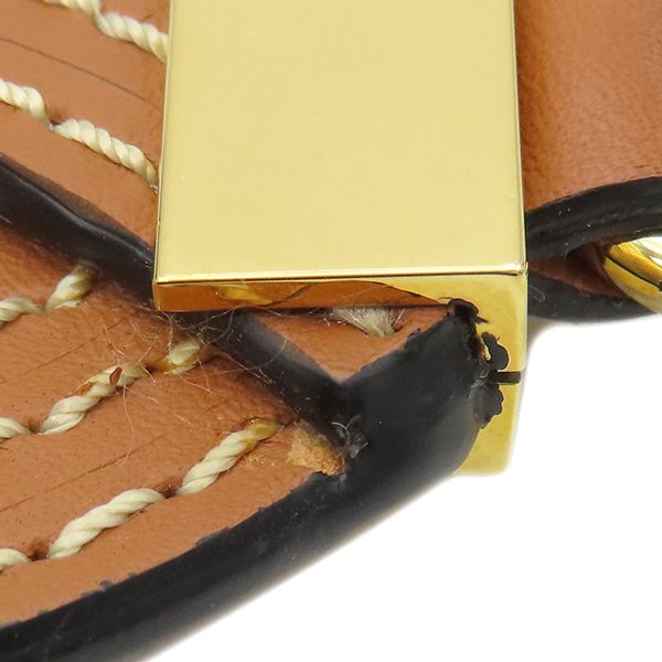 Loewe Shoulder Strap Wave Stitch Shoulder Strap Leather Brown Gold Hardware