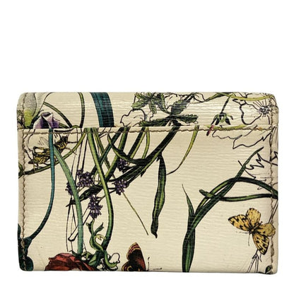 Gucci Business Card Holder Flora 248080 Ivory X Green X Multi Floral Pattern /