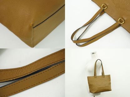 Authentic Prada Leather Shoulder Bag Tote Bag Brown Bag Pre-owned [follow-up