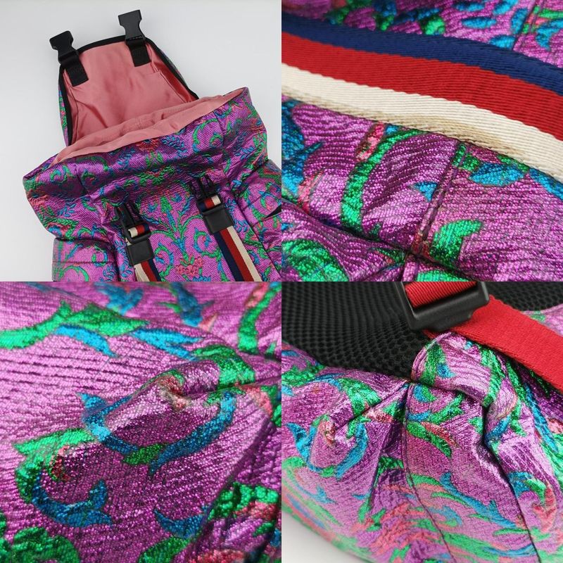 Gucci Brocade Tech Pack Purple And Multicolor PVC Coated Canvas 466467 E02164197