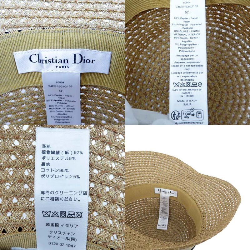 Dior D Bobby Wide Brim Hat 34dbp924g153 Beige Black Size 57 Hat