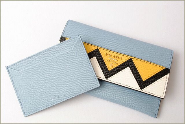 Prada Card Case Fold Wallet Prada 1mc004 Saffiano Greche Shape Pressed Leather