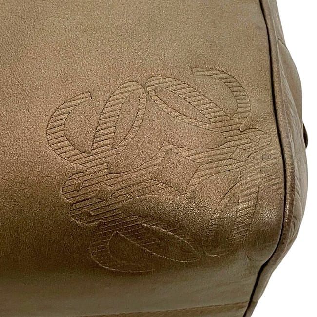 Loewe Handbag Gold Brown Anagram Excellent Condition Nappa Leather Preowned