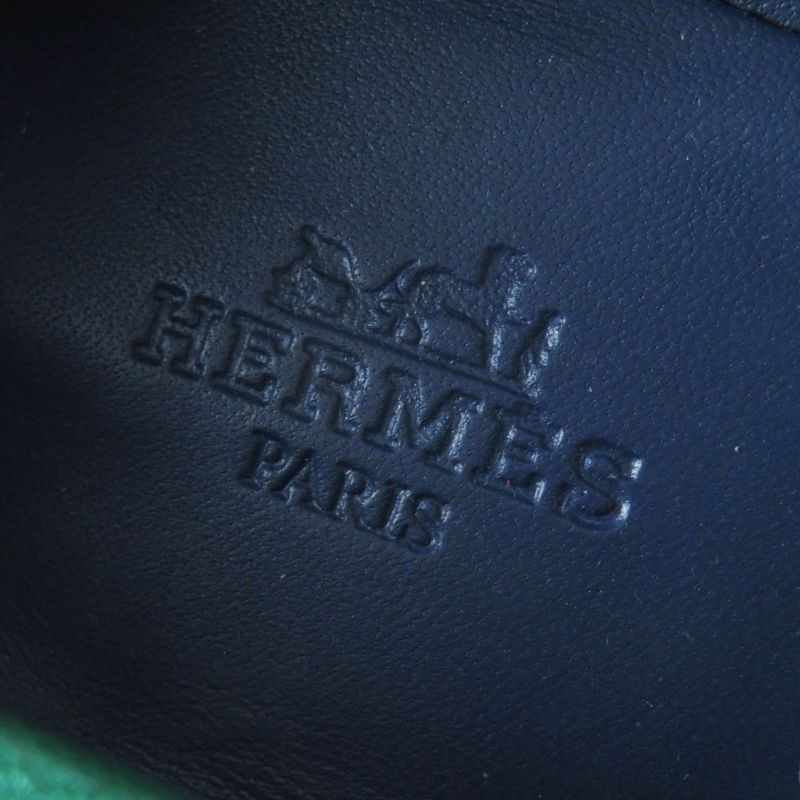 Hermes Moccasins Paris Constance Silver Hardware Leather Loafers Green 37 With