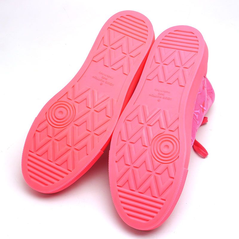 Louis Vuitton Tattoo Line High Cut Sneakers 8 Neon Pink Mesh