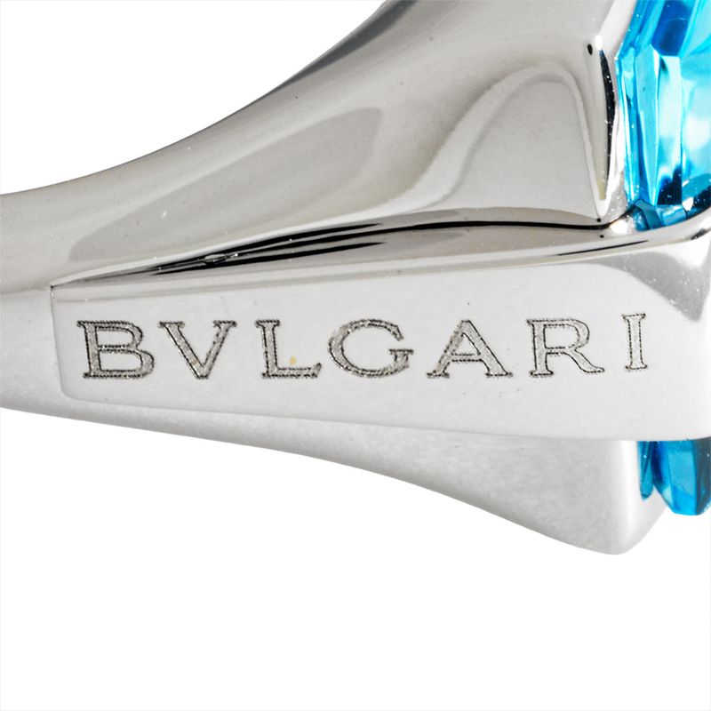 Bulgari Bvlgari Allegra Ring Approx 15 18K White Gold 144g Blue Topaz White
