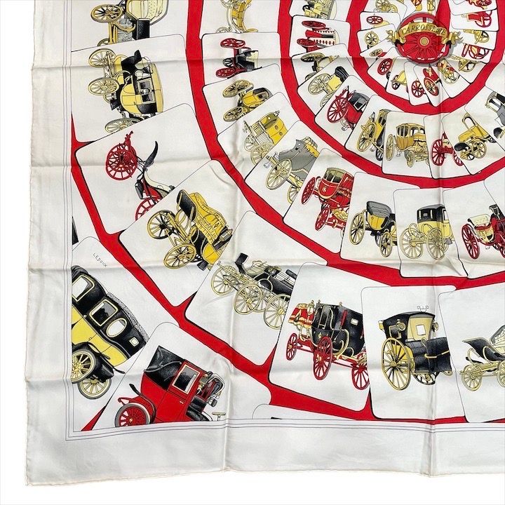 Hermes Carre 90 Large Scarf Shawl Silk Soie White