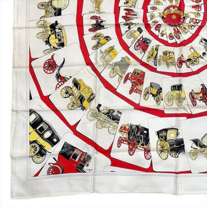 Hermes Carre 90 Large Scarf Shawl Silk Soie White