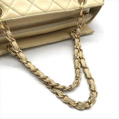 Chanel CC Logo Quilted Chain Tote Hand Ivory