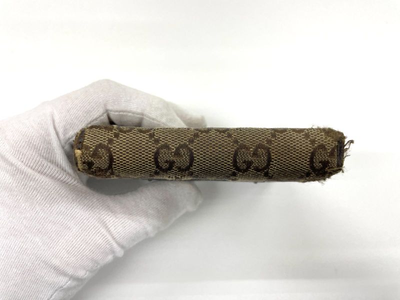 Gucci GG Canvas Leather Compact Wallet Double Fold Wallet Double Hook 112716