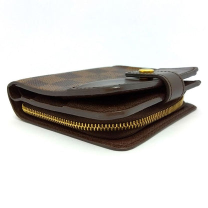 Louis Vuitton Compact Zip Fold Wallet Damier Ebène N61668 Brown Gold Hardware