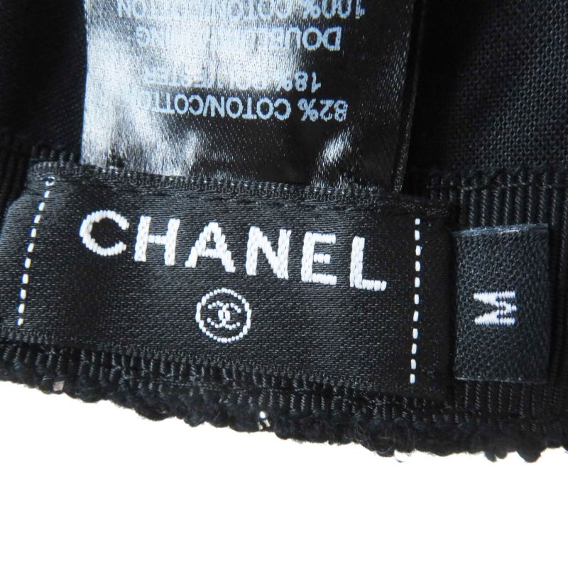 CHANEL 2023 23P Tweed Casket With Coco Mark Hat Black Silver M Made In Italy