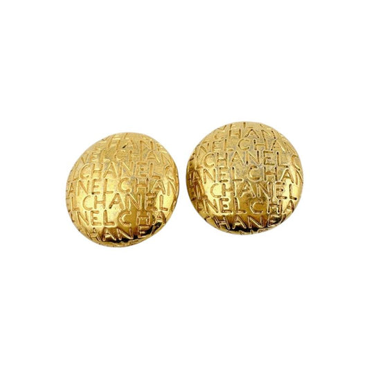 Chanel Vintage Earrings Round Earrings Chanel Gold