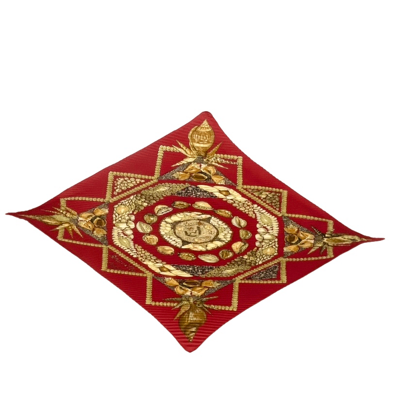 Hermes Rocaille Shell Pleated Scarf Silk Let With Box