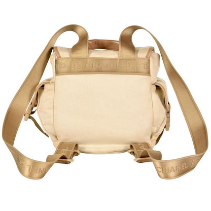 Chanel Coco Mark Sport Line Backpack Canvas Beige