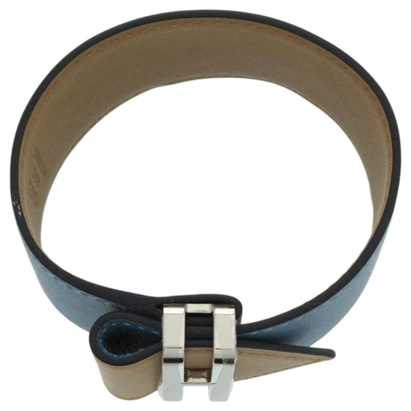 Hermes Elan Vorsoft Metal Blue Jean Blue B Engraved Bangle 0100 Hermes