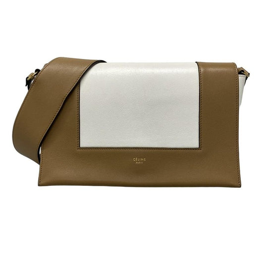 Celine Shoulder Bag Frame Medium Beige And Brown Leather