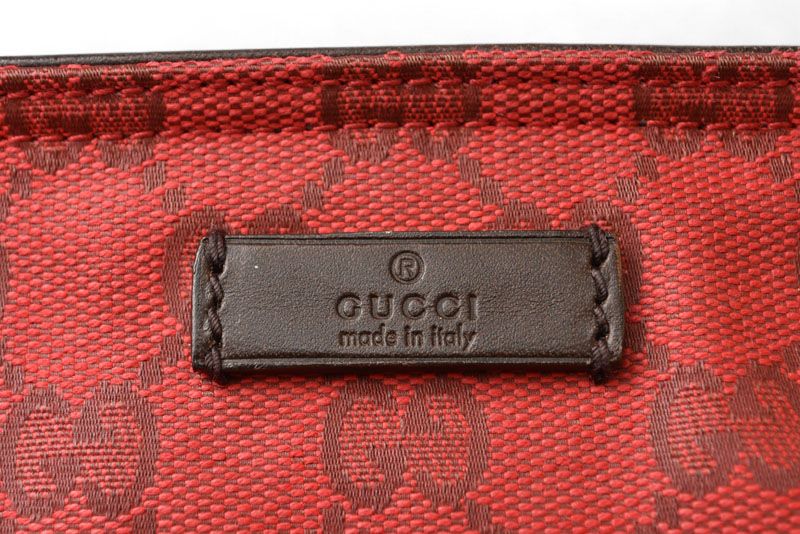 Gucci Tote Shoulder Bag Gucci Coated Canvas GG Dar Cles Red Sherry 308928