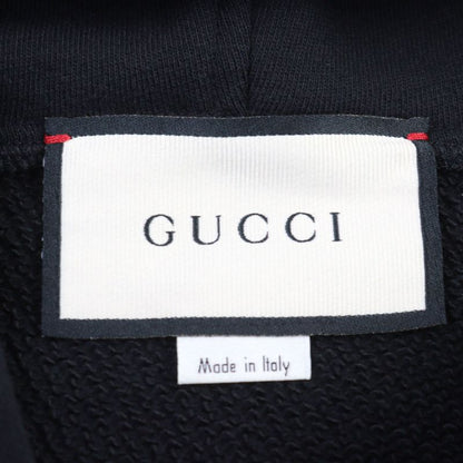 Gucci 475374 100% Cotton Interlocking G Logo Print Pullover Hoodie Black M Made