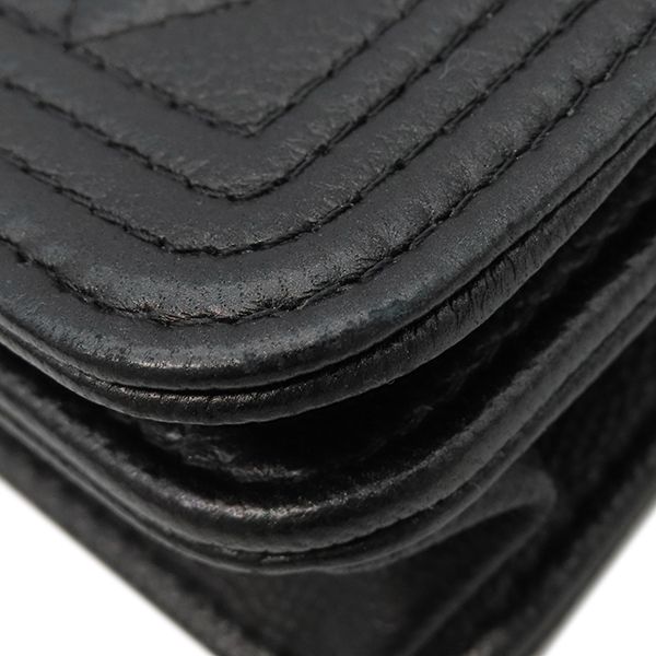 Chanel Chain Wallet Boy Chanel Caviar Skin Black Hardware Black Chain Shoulder