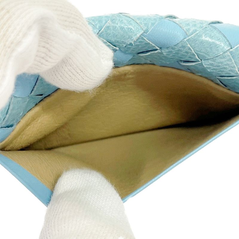 Bottega Veneta Leather Intrecciato Card Case Blue 371638 Card Case