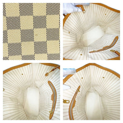 Louis Vuitton N51107 Damier Azure Canvas Neverfull MM Shoulder Bag White 353905