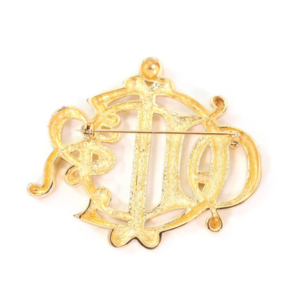 Christian DIOR Vintage DIOR Logo Design Brooch Gold Made In Germany Ladies