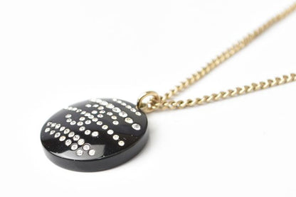 Chanel Necklace Pendant Coco Mark CC Rhinestone Gold Black