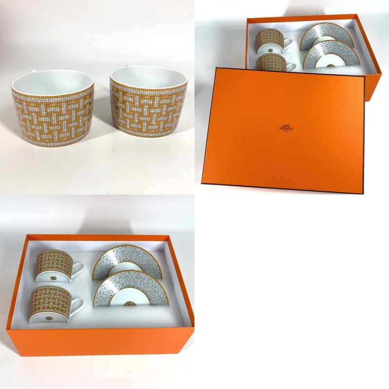 Hermes Mug Teacup And Saucer Mosaic 24 Gold Porcelain
