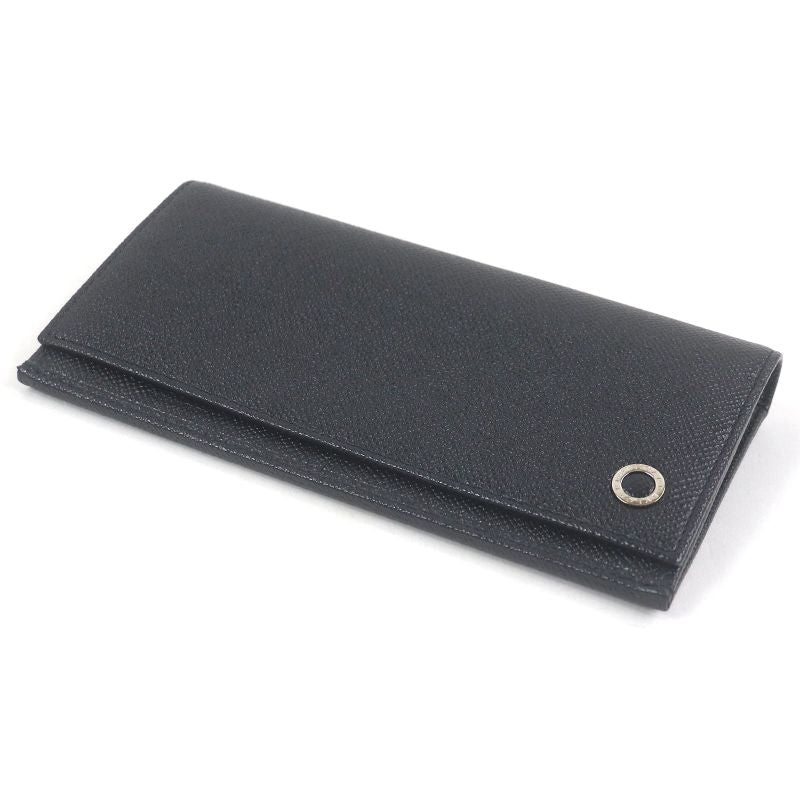 Bvlgari Leather Bvlgari Man Silver Hardware Long Wallet Black With Box Made In
