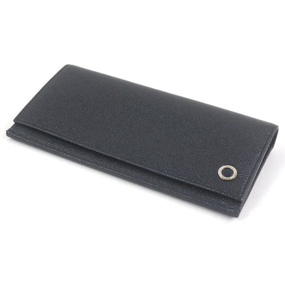 Bvlgari Leather Bvlgari Man Silver Hardware Long Wallet Black With Box Made In