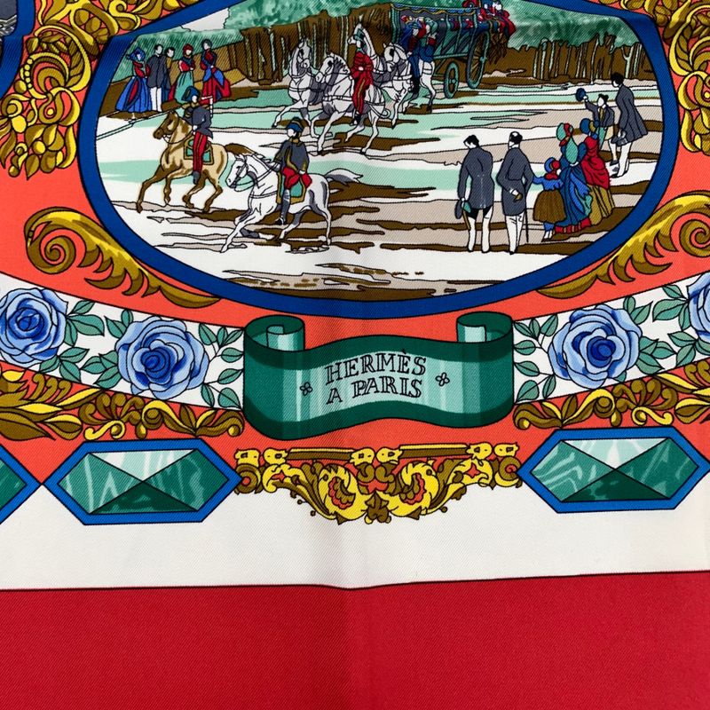 Hermes Carre 90 L'entente Cordiale French-english Alliance Red X Multicolor