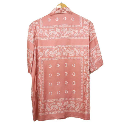 Dior Paisley Pattern Short Sleeve Shirt Size 38 Silk Pink