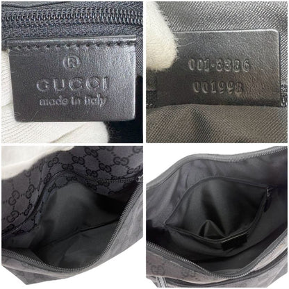 Gucci One Shoulder Bag GG Canvas Black Hobo Soho