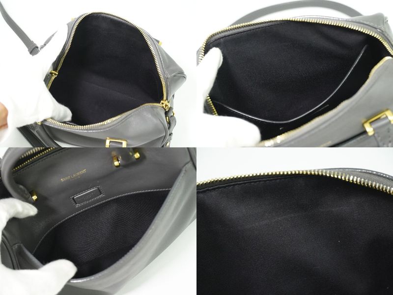 Authentic Saint Laurent Baby Duffle 2WAY Shoulder Bag Handbag Pochette Leather