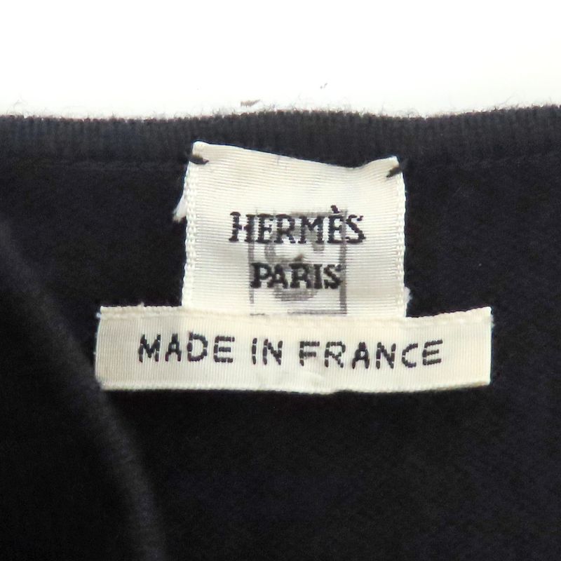 Hermes One Piece Twill Lane No-sleeve 36 Wool Cashmere Silk Black