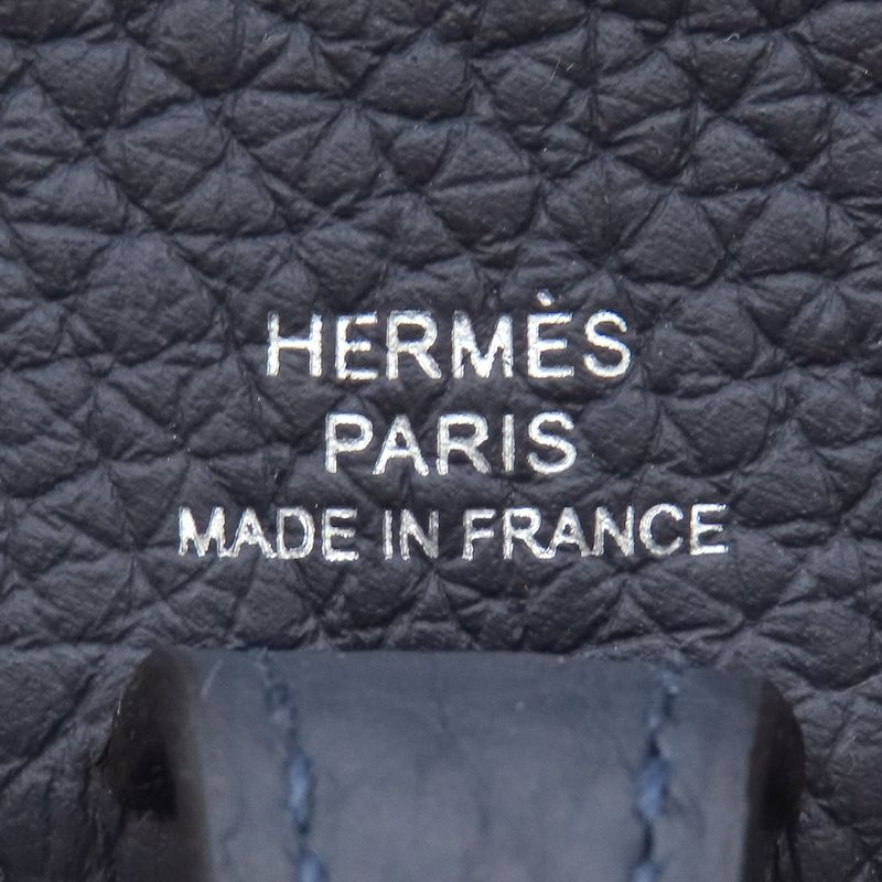 Hermes Shoulder Bag Evelyn TPM Taurillon Clemence Blue Nuit Silver Hardware